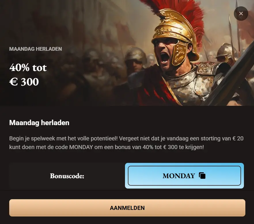 LegionBet Bonus Maandag Herladen