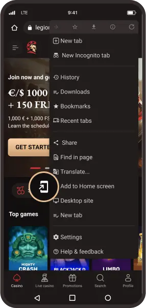 LegionBet app installatie